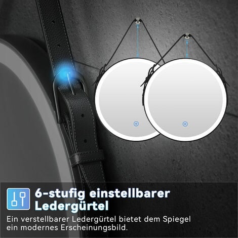 SONNI Badspiegel Rund LED Beleuchtung Touch Beschlagfrei Wandspiegel  Badezimmerspiegel 60cm