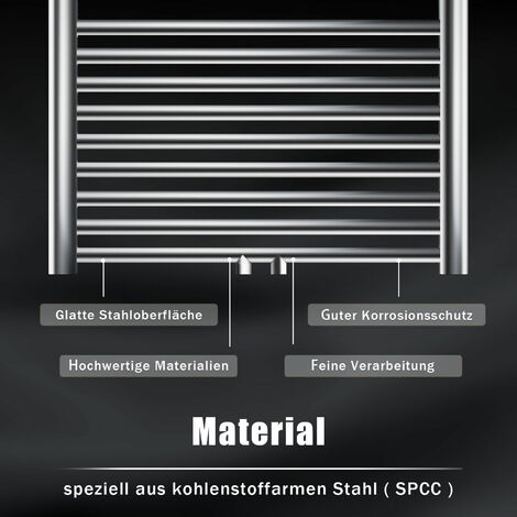 SONNI Heizkörper Bad 1600 x 600 mm Badheizkörper Mittelanschluss Handtuchtrockner Handtuchwärmer Anthrazit