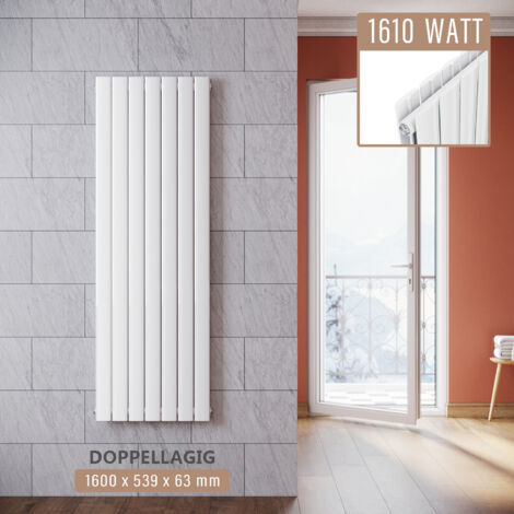 SONNI Design Paneelheizkörper Weiß Flachheizkörper Heizkörper Vertikal Doppellagig Bad 1600x539mm