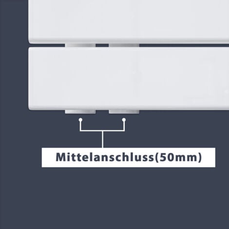 SONNI Design Heizkörper Flach 1314 x 500 mm Badheizkörper Mittelanschluss seitlich Handtuchtrockner Bad,1160Watt weiss