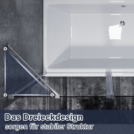 SONNI Badewannenaufsatz Dusche Badewannenfaltwand Glas Duschwand für badewanne 2-teilig 140x120(HxB),Tür 180°schwenkbar,mit Stabilisator,nano glas