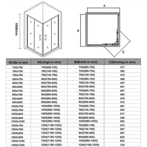 SONNI Duschkabine Eckeinstieg Doppel Schiebetür Eckdusche ESG Sicherheitsglas Schnell Freigabefunktion 75x75x185cm