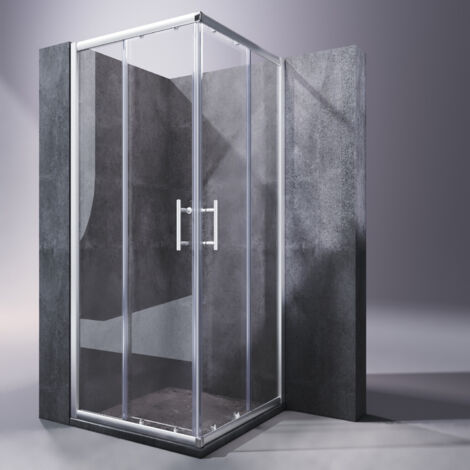 SONNI Duschkabine Eckeinstieg Doppel Schiebetür Eckdusche ESG Sicherheitsglas Schnell Freigabefunktion 90x80x185cm