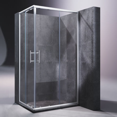 SONNI Duschkabine Eckeinstieg Doppel Schiebetür Eckdusche ESG Sicherheitsglas Schnell Freigabefunktion 100x80x185cm