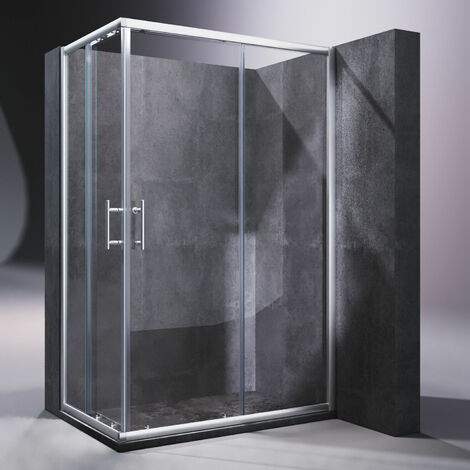 SONNI Duschkabine Eckeinstieg Doppel Schiebetür Eckdusche ESG Sicherheitsglas Schnell Freigabefunktion 120x100x185cm