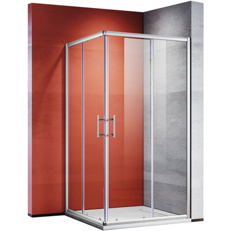 SONNI Duschkabine Eckeinstieg Dusche Schiebetür Duschabtrennung Duschwand Schnellfreigabefunktion ESG glas 80x75x185cm