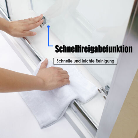 SONNI Duschkabine Eckeinstieg Dusche Schiebetür Duschabtrennung Duschwand Schnellfreigabefunktion ESG glas 90x90x185cm