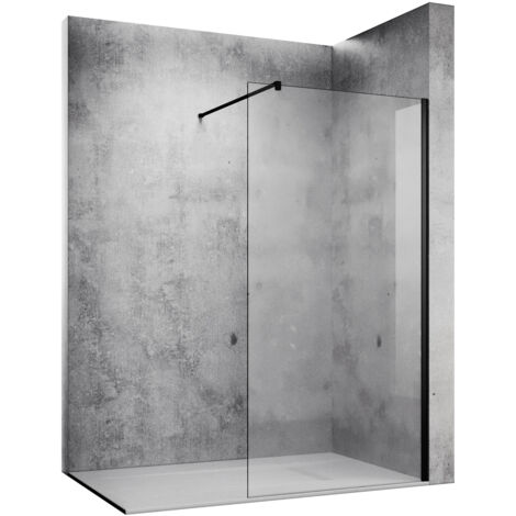SONNI 90x200cm Walk in Duschwände schwarz matt Dusche Duschabtrennung mit 10mm Nanobeschichtung glas mit Haltestange (1/5)