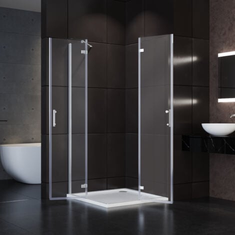 SONNI Duschkabine Eckeinstieg Dusche Scharniertür Duschabtrennung Glas Eckdusche 90x90x195cm 6mm ESG-Sicherheitsglas