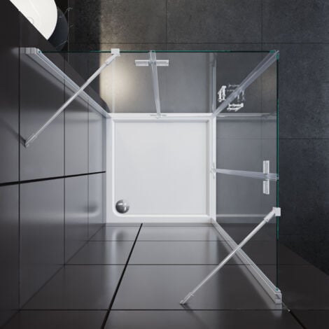 SONNI Duschkabine Eckeinstieg Dusche Scharniertür Duschabtrennung Glas Eckdusche 90x90x195cm 6mm ESG-Sicherheitsglas