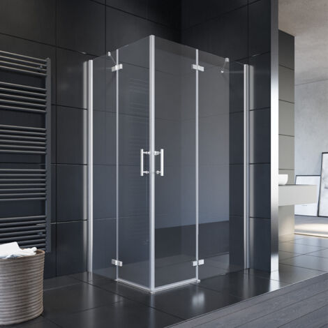 SONNI Duschkabine Eckeinstieg Dusche Scharniertür Duschabtrennung Glas Eckdusche 120x80x195cm 6mm ESG-Sicherheitsglas
