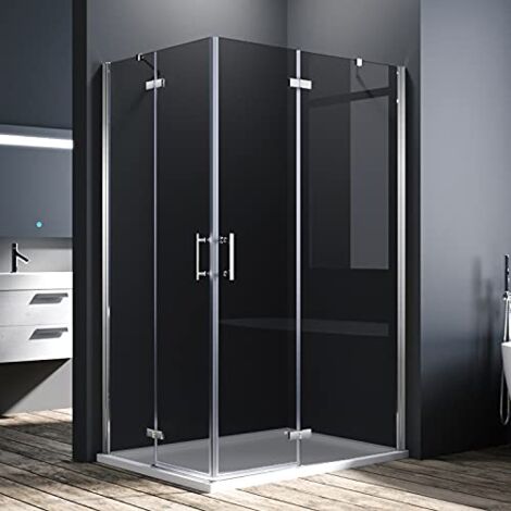 SONNI Duschkabine Eckeinstieg Dusche Scharniertür Duschabtrennung Glas Eckdusche 120x90x195cm 6mm ESG-Sicherheitsglas