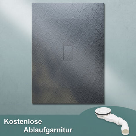 SONNI Duschwanne Rechteckig Duschtasse aus SMC mit Ablaufgarnitur,140x100cm Grau