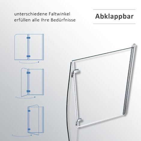 SONNI Badewannenaufsatz Glas 140(H)x120(B)cm Duschwand 6mm NANO ESG Glas,180° Drehbar,Hebe-/ Senkfunktion Duschtrennwand für Badewanne Duschabtrennung