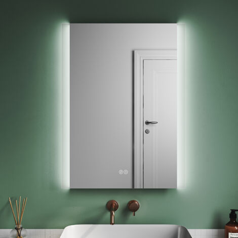 SONNI Badspiegel LED Beleuchtung Badezimmerspiegel mit led Wandspiegel, 60x80cm, Touch, Beschlagfrei, Kaltweiß, 3 Lichtfarben Dimmbar