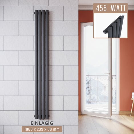 SONNI Design Heizkörper mit seitenanschluss Paneelheizkörper Röhren 1800x239mm,Vertikal,Einlagig,Anthrazit