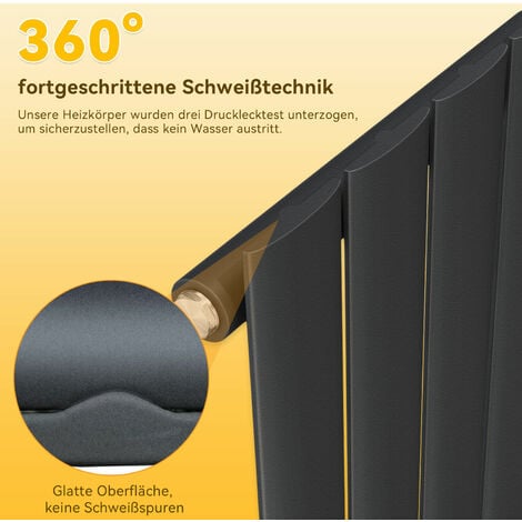 SONNI Design Heizkorper klein Flachheizkörper Vertikal WC Paneelheizkörper Anthrazit,600x311mm,222 Watt