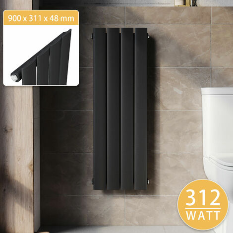 SONNI Design Heizkorper klein Flachheizkörper Vertikal WC Paneelheizkörper Anthrazit,900x311mm,312 Watt