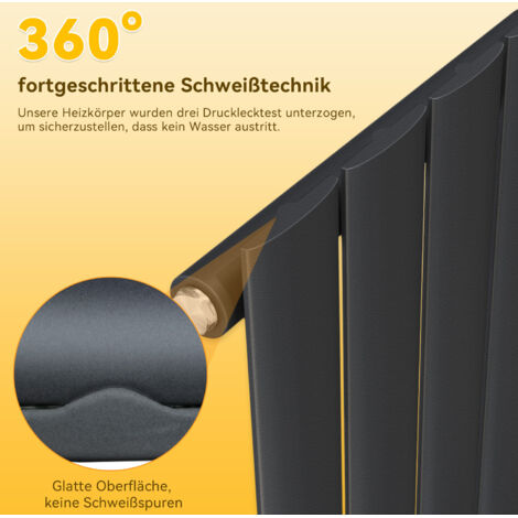 SONNI Design Heizkorper klein Flachheizkörper Vertikal WC Paneelheizkörper Anthrazit,900x311mm,312 Watt