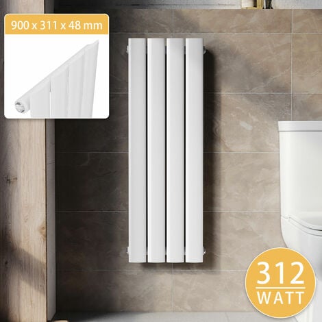 SONNI Design Heizkorper klein Flachheizkörper Vertikal WC Paneelheizkörper Weiß,900x311mm,312 Watt