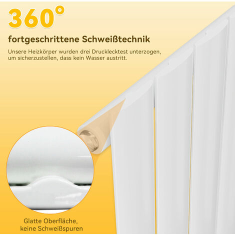 SONNI Design Heizkorper klein Flachheizkörper Vertikal WC Paneelheizkörper Weiß,900x311mm,312 Watt