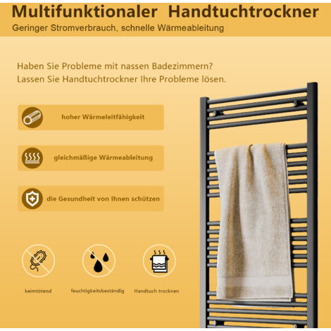 SONNI Handtuchtrockner Badheizkörper Anthrazit kleine Heizkörper Bad 700x500mm 456 Watt