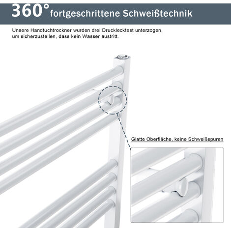 SONNI Handtuchtrockner Badheizkörper kleine Heizkörper Bad 700x500mm Weiß 456 Watt