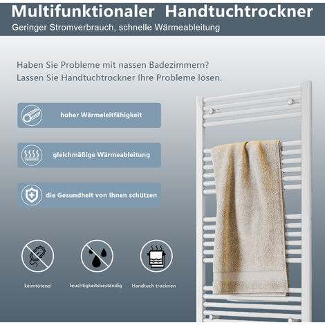 SONNI Handtuchtrockner Badheizkörper kleine Heizkörper Bad 700x500mm Weiß 456 Watt