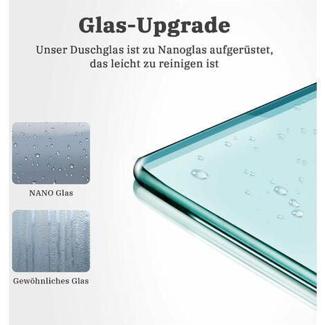 SONNI Duschkabine Eckeinstieg mit Falttür 180º NANO Glas Höhe 195cm beide Seiten faltbar Duschwand Duschabtrennung Chrom 90x90 cm