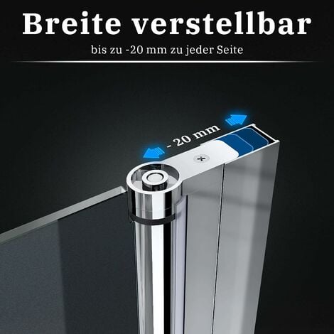 SONNI Duschkabine Eckeinstieg mit Falttür 180º NANO Glas Höhe 195cm beide Seiten faltbar Duschwand Duschabtrennung Chrom 90x90 cm