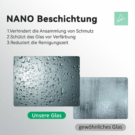 SONNI Badewannenaufsatz schwarz faltbar NANO ESG glas Höhe:140 cm ohne Seitenwand