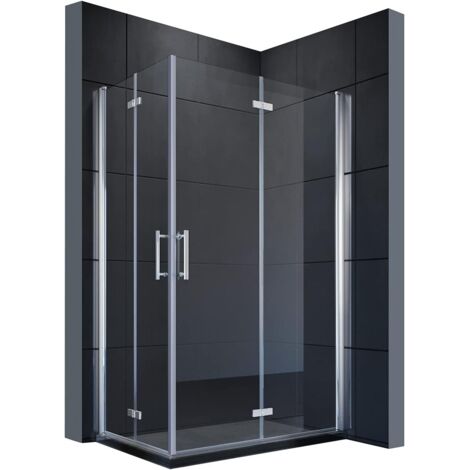 SONNI Duschkabine Eckeinstieg mit Falttür 180º NANO Glas Höhe 195cm beide Seiten faltbar Duschwand Duschabtrennung Chrom 90x120 cm