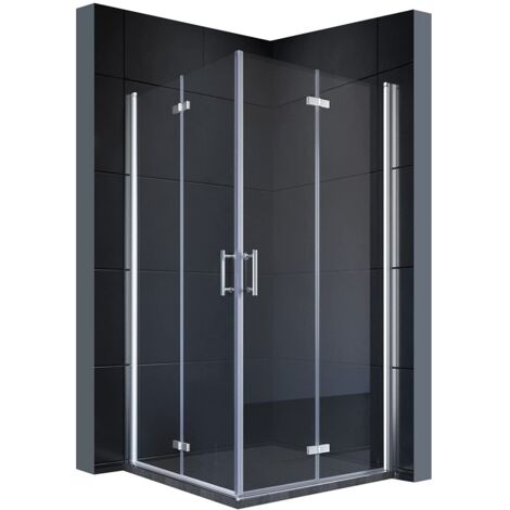 SONNI Duschkabine Eckeinstieg mit Falttür 180º NANO Glas Höhe 195cm beide Seiten faltbar Duschwand Duschabtrennung Chrom 120x120 cm