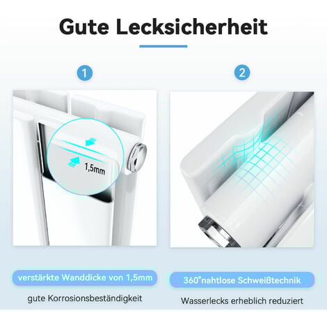 SONNI Design Flachheizkörper Weiß Paneelheizkörper 600x311mm Vertikal Einlagig 222 Watt
