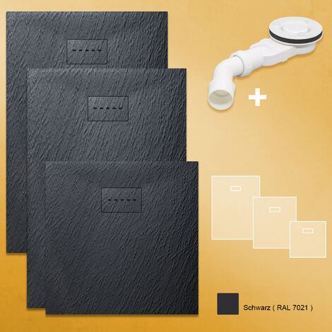 SONNI Design Duschwanne Schwarz Duschtasse Flach aus SMC Brausewanne Super Flache 140 x 90 cm mit Ablaufgarnitur (1/5)