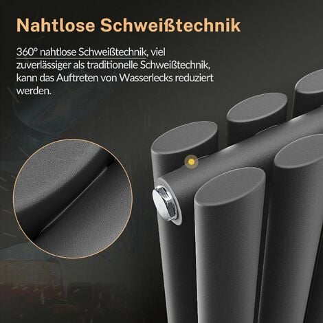 SONNI Design Flachheizkörper Horizontal Heizkörper wohnzimmer Heizung Röhrenheizkörper Anthrazit 600x770mm,Doppellagig,978 Watt,15-22m²