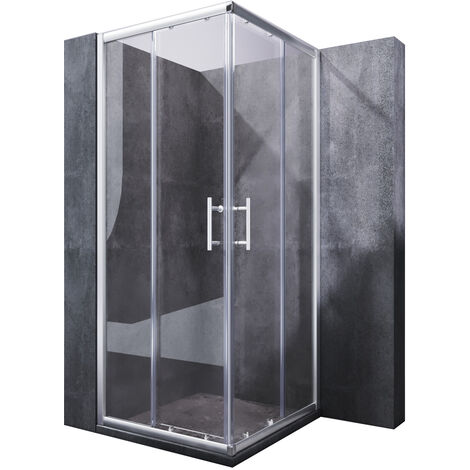SONNI Duschtüren Eckeinstieg Duschkabine Doppel Schiebetür Klarglas Dusche 120X120x185cm ESG Schnellfreigabefunktion Spritzwasserschutz