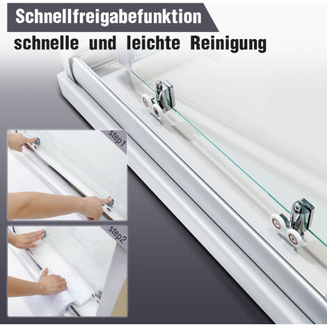 SONNI Duschtüren Eckeinstieg Duschkabine Doppel Schiebetür Klarglas Dusche 100X80x185cm ESG Schnellfreigabefunktion Spritzwasserschutz