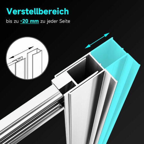 SONNI Duschtüren Eckeinstieg Duschkabine Doppel Schiebetür Klarglas Dusche 100X80x185cm ESG Schnellfreigabefunktion Spritzwasserschutz