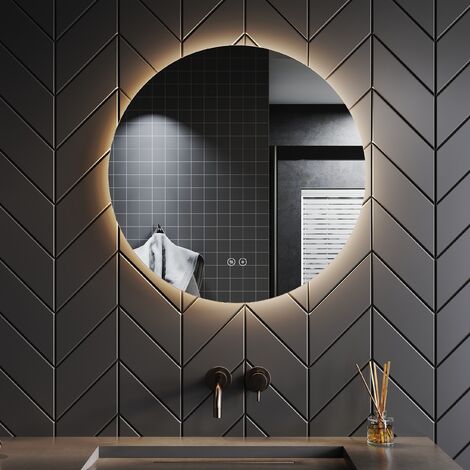 SONNI Badspiegel Badezimmerspiegel LED Beleuchtung Wandspiegel Rund 60x60cm 3 lichtfarbe Touch Beschlagfrei Energiesparender,IP44