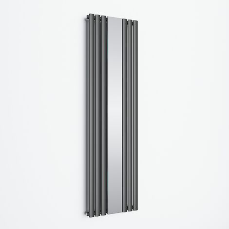 Design Heizkörper Vertikal 1800 Paneelheizkörper mittelanschluss Röhrenheizkörper mit Spiegel Anthrazit 1800x500mm,Einlagig,747 Watt,17-23m²