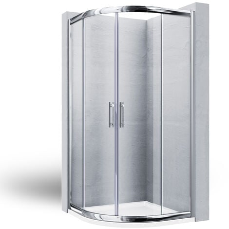 SONNI Duschkabine viertelkreis runddusche eckeinstieg Doppel Schiebetür Dusche Duschabtrennung mit Rahmen 90x90x185cm