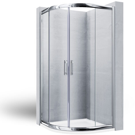 SONNI Duschkabine viertelkreis runddusche eckeinstieg Doppel Schiebetür Dusche Duschabtrennung mit Rahmen 90x90x195cm mit Easy-clean glas