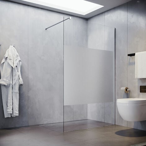 SONNI Duschwande Teilsatiniert walk in dusche Duschabtrennung eckeinstieg Duschkabine mit Stabilisator Nano ESG Glas 8mm 120x200cm
