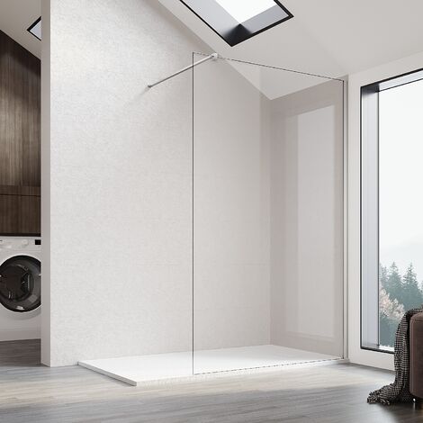 SONNI Duschwände walk in glaswand für dusche,8 mm nano Beschichtung ESG glas Duschabtrennung mit Stabilisator 110x200cm