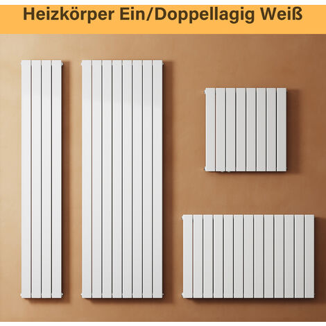 SONNI Design Flach Heizkörper Weiß Paneelheizkörper 1800x465mm Vertikal Einlagig 935 Watt