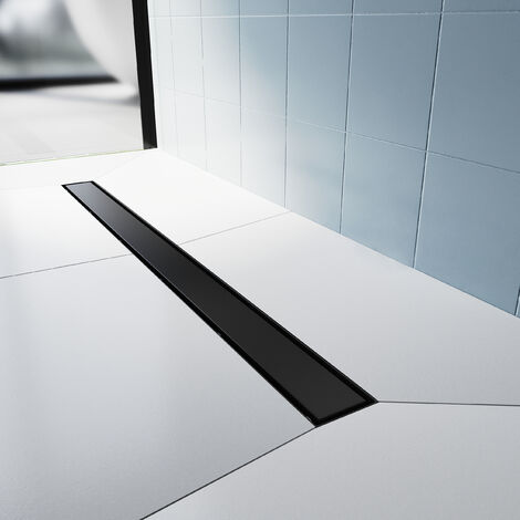 SONNI Duschrinne Duschablauf Extra Flach Edelstahl Badezimmer Ablauf Bodenablauf Länge:70cm,Breite:70mm,2 in 1 Befliesbar Subschwarz