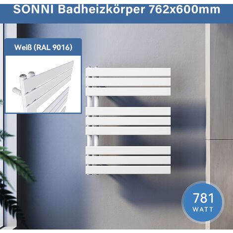SONNI Badheizkörper Handtuchhalter Weiß Handtuchwärmer Panel Handtuchtrockner,76x60cm Seitenanschluss