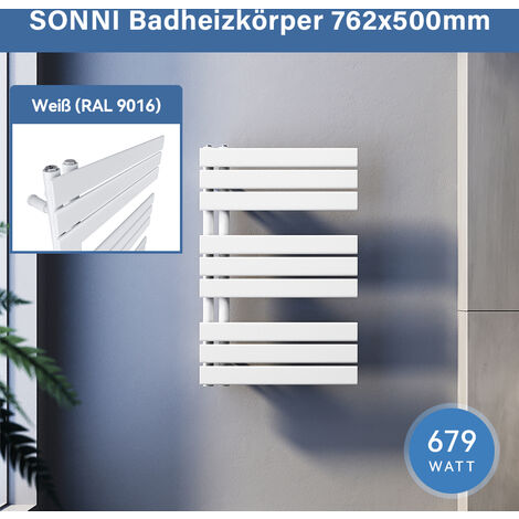 SONNI Badheizkörper Handtuchhalter Weiß Handtuchwärmer Panel Handtuchtrockner,76x50cm Seitenanschluss