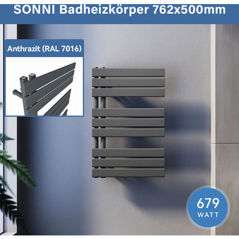 SONNI Badheizkörper Handtuchhalter Anthrazit Handtuchwärmer Panel Handtuchtrockner,76x50cm Seitenanschluss
